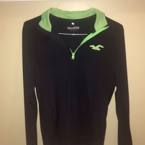 Hollister Sport Quarter-Zip Pullover. Medium, Black and Green